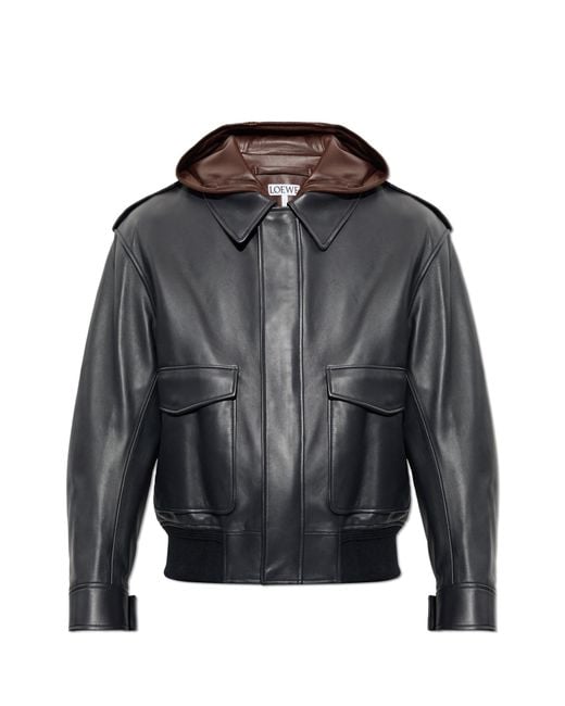 Loewe Black Leather Jacket for men