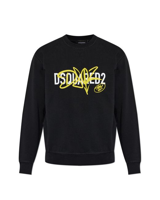 DSquared² Black Sweatshirt With Printed Logo for men
