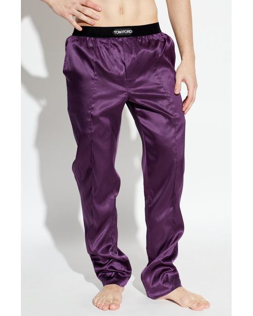 Tom Ford Purple Silk Pajama Bottoms for men