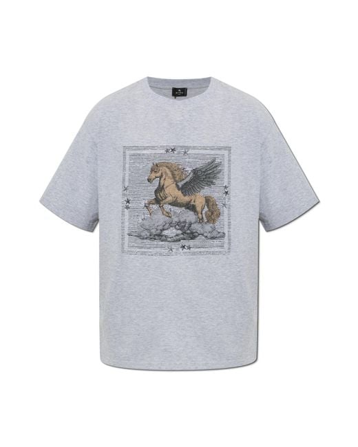 Etro Gray T-Shirt With Print for men
