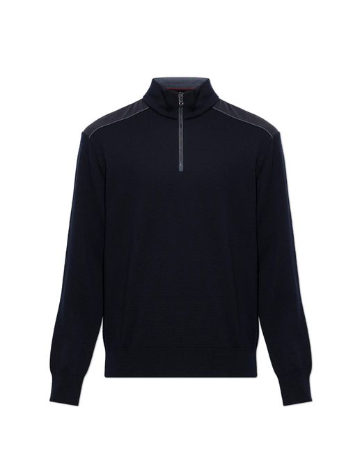 Paul & Shark Blue Sweater With A Stand-Up Collar for men