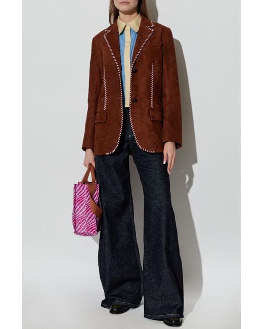 Marni Brown Leather Blazer
