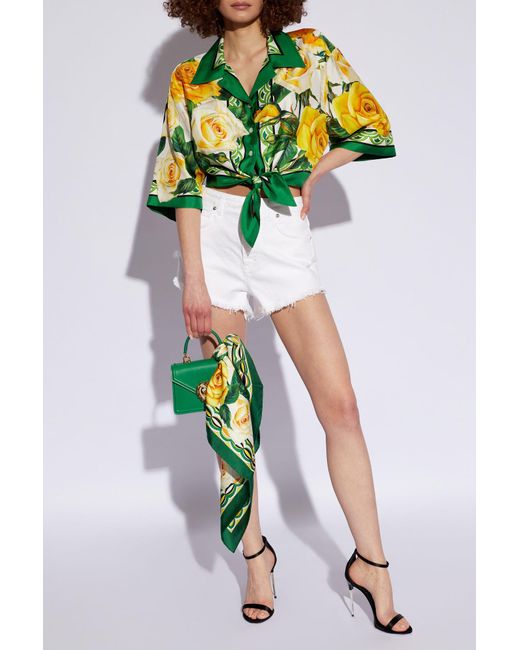 Dolce & Gabbana Green Shirt With Floral Motif,