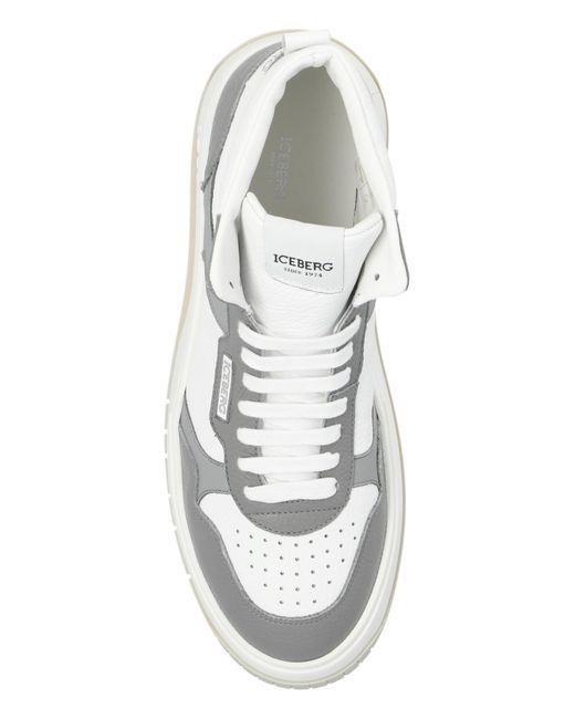 Iceberg White Ankle-High Sports Shoes 'Clock' for men