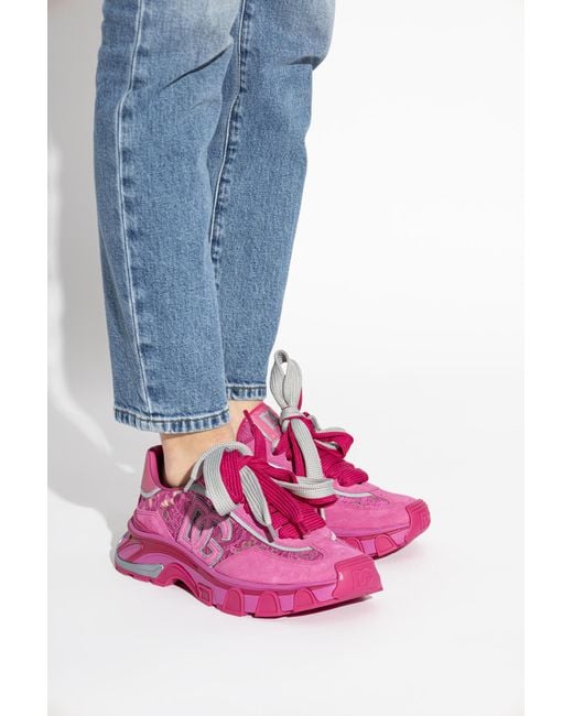 Dolce & Gabbana Pink Sports Shoes With Lace Inserts