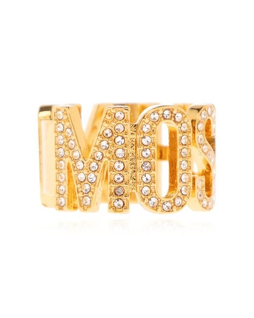 Moschino Metallic Ring With Logo,