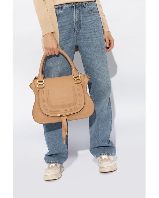 Chloé Natural 'Marcie Medium' Leather Shoulder Bag