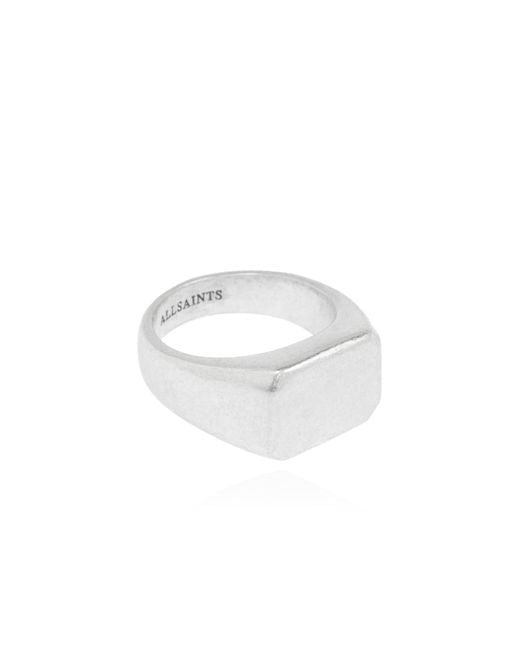 AllSaints White Brass Signet Ring Alldis for men