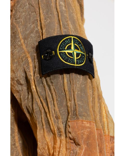 Stone Island Orange Transparent Jacket With Logo Patch for men