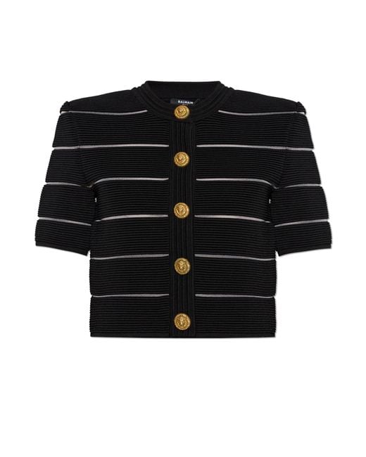 Balmain Black Short-Sleeve Cardigan