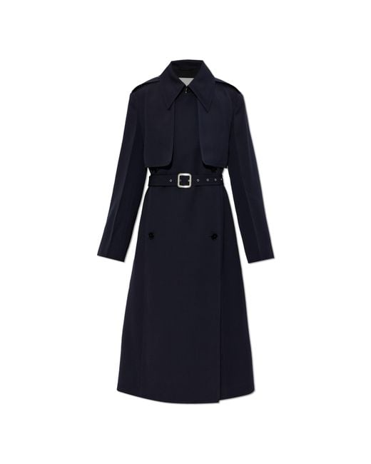 Jil Sander Blue Wool Trench Coat