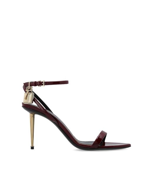 Tom Ford Red Leather Heeled Sandals