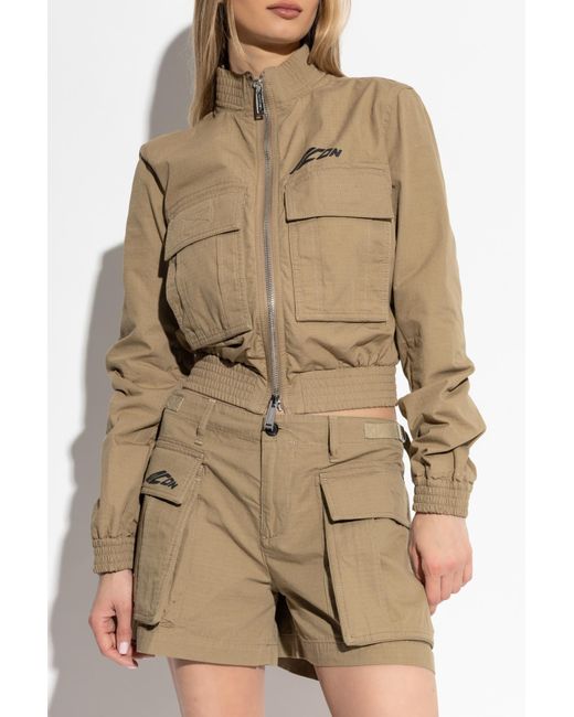 DSquared² Natural Short Jacket With Stand-Up Collar