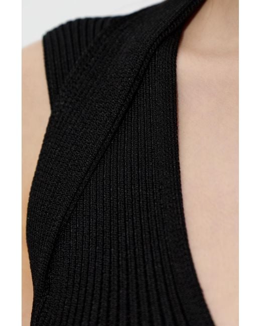 Balmain Black Wool Dress With Decorative Belt