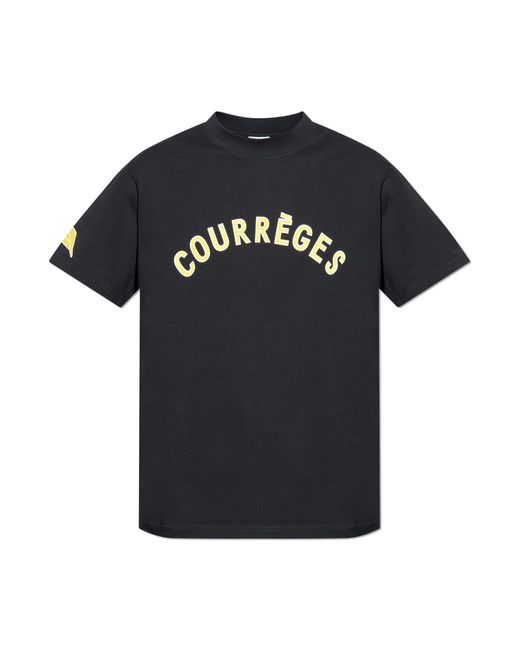 Courreges Black T-Shirt With Logo for men