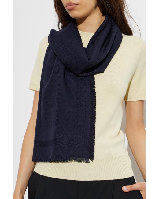 Ferragamo Blue Wool Scarf
