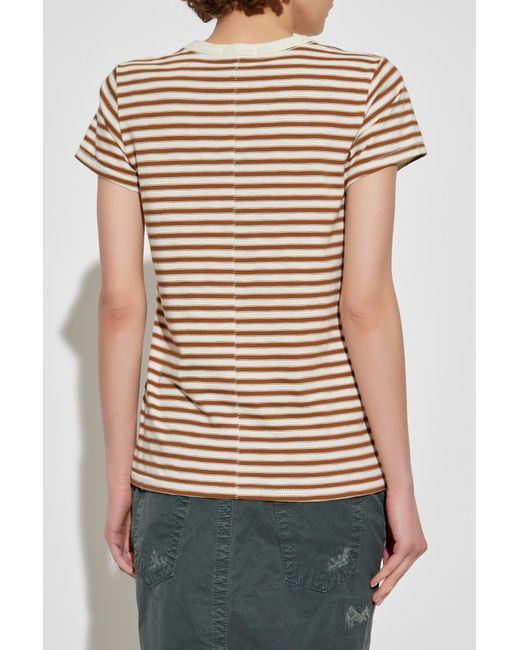 Rag & Bone White Striped Pattern T-Shirt