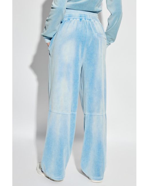 T By Alexander Wang Blue Velour Hooded Sweatshirt