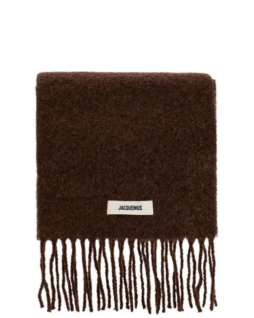 Jacquemus Brown Scarf With Logo Patch