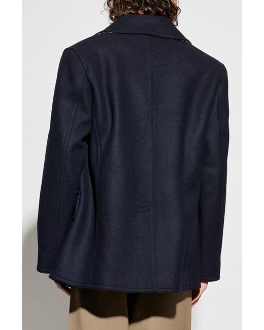 Burberry Blue Short Coat "Shelborne" for men