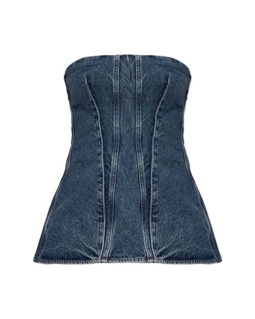 Agolde Blue Strapless Denim Top
