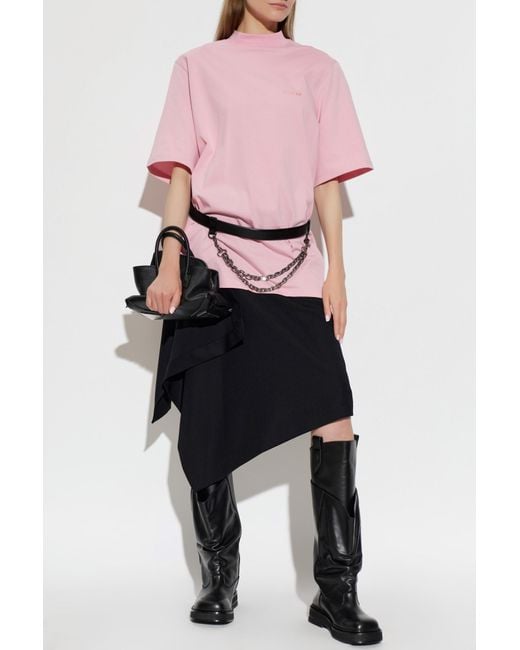 The Attico Pink T-Shirt With Shoulder Pads