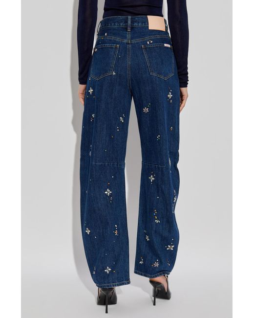 Self-Portrait Blue Jeans With Shimmering Appliqués