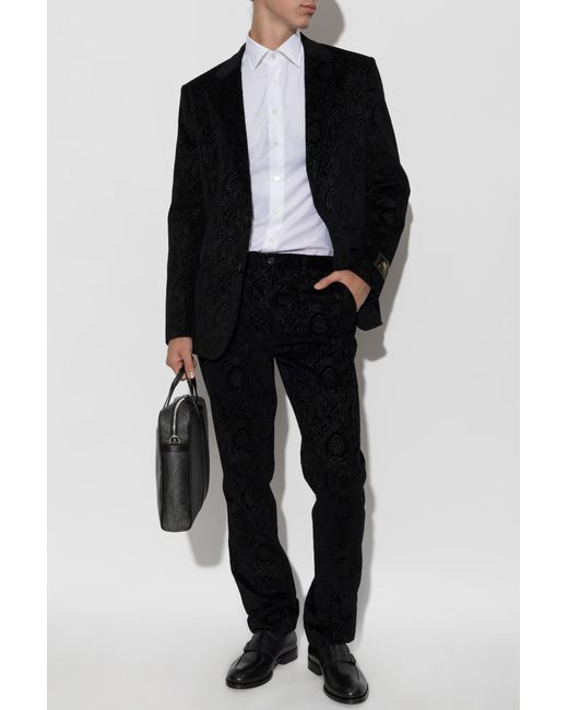 Etro Black Velvet Trousers for men