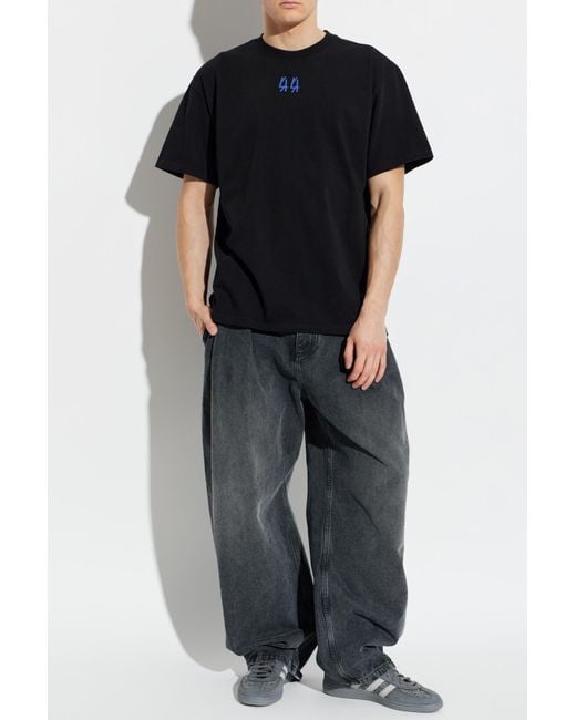 44 Label Group Black T-Shirt With Logo for men