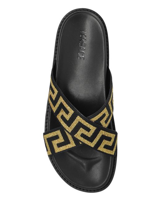 Versace Black Slides With Logo for men