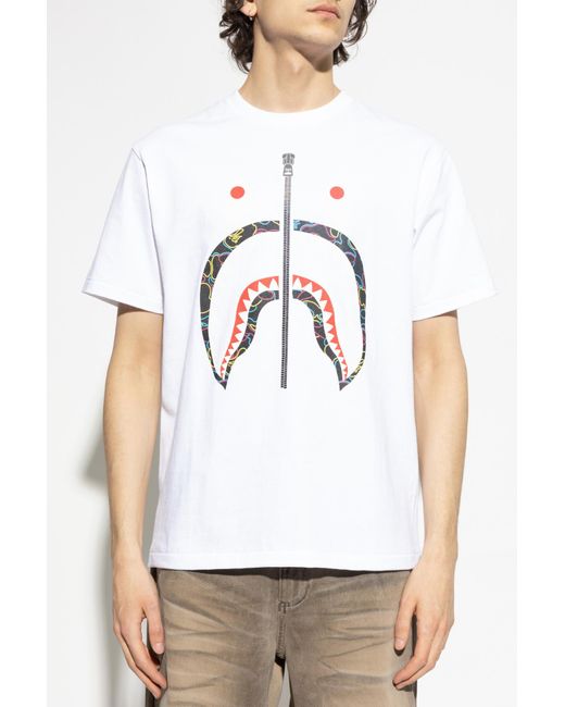 A Bathing Ape White T-Shirt With Print for men
