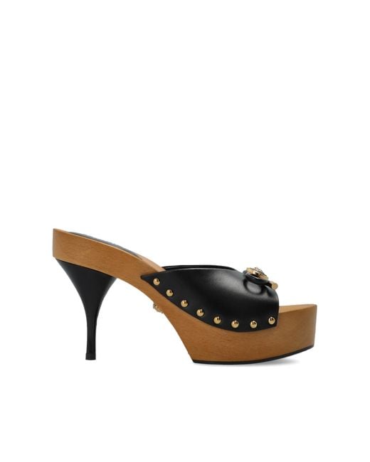 Versace Black Opera Bow Platform Slides