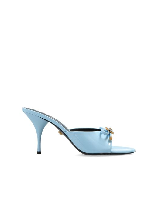 Versace White Heeled Mules 'Opera Bow'