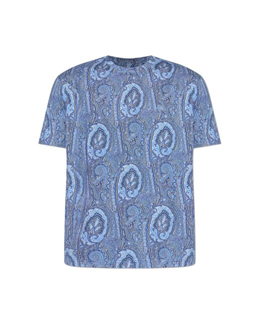Etro Blue T-Shirt With A Pattern for men