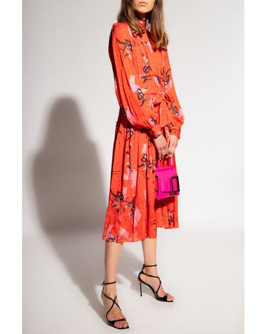 Diane von Furstenberg kent Pleated Dress in Red Lyst