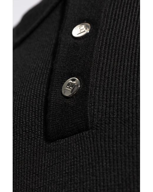 Balmain Black Woolen Polo for men