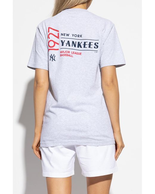 Sporty & Rich White T-Shirt From The "Yankees Serif Crewneck" Collection