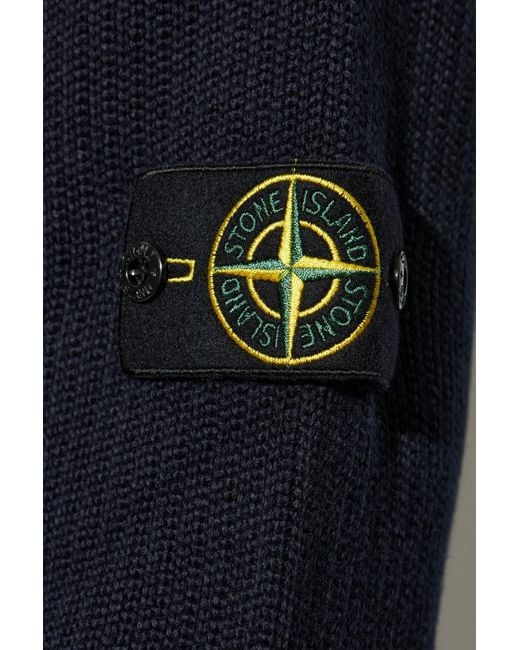 Stone Island Blue Jacket With Logo Patch for men