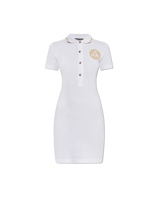 Versace Jeans Couture White Polo Dress With Embroidered Logo