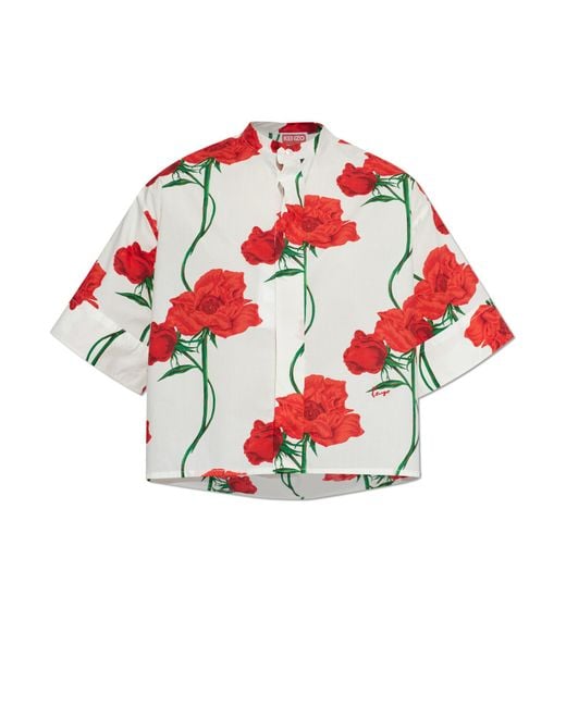 KENZO Red Shirt With A Floral Motif