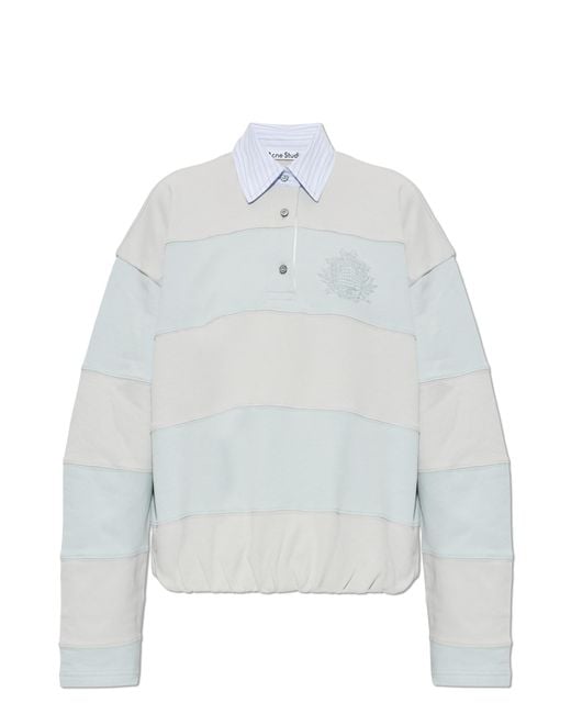 Acne White Long Sleeve Polo