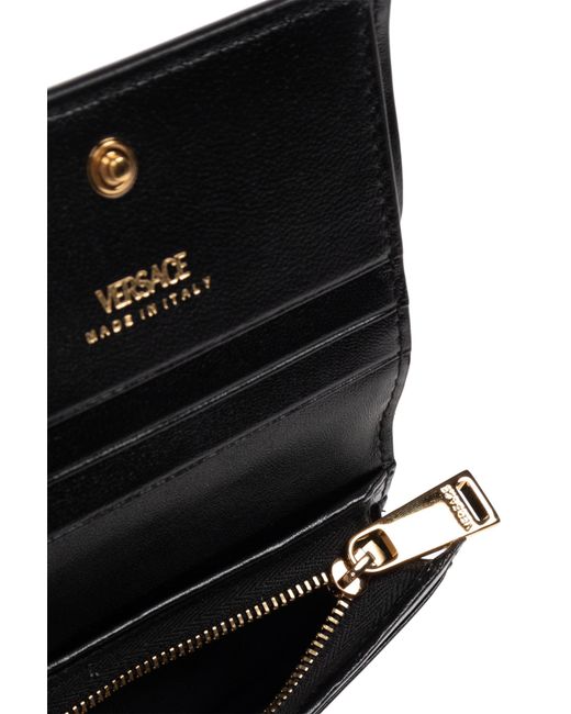 Versace Black Leather Wallet With Logo