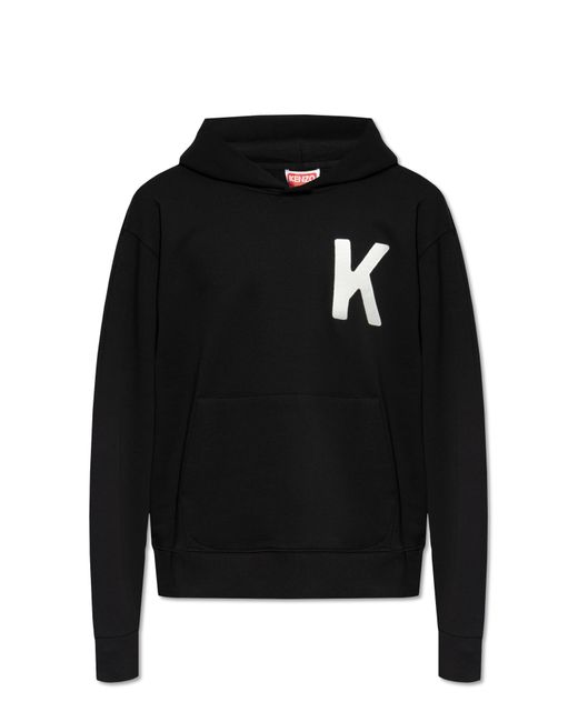 KENZO Black Hoodie With Logo, for men