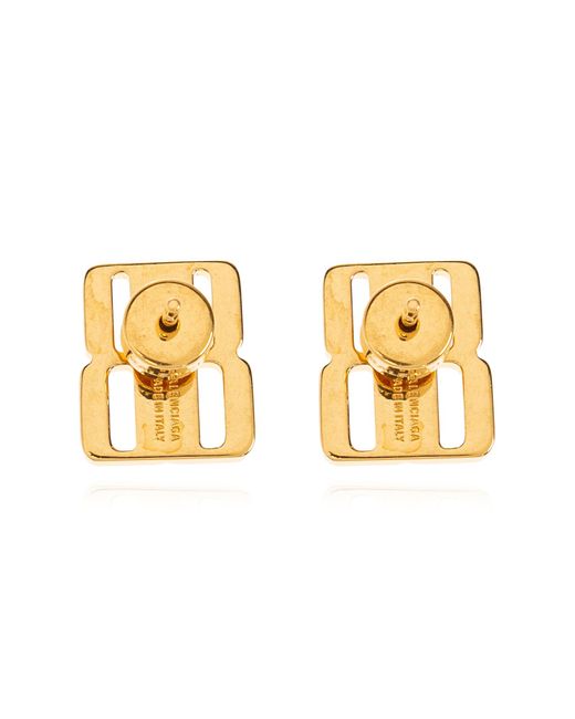 Balenciaga Metallic Earrings With Logo