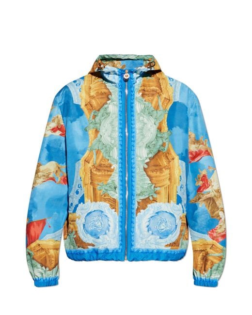 Versace Blue Jacket With Hood for men