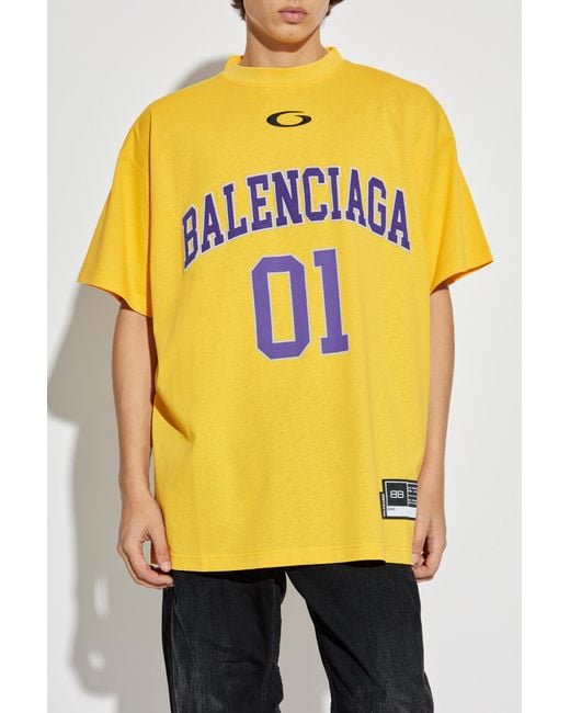Balenciaga T-Shirt With Logo in Yellow for Men | Lyst