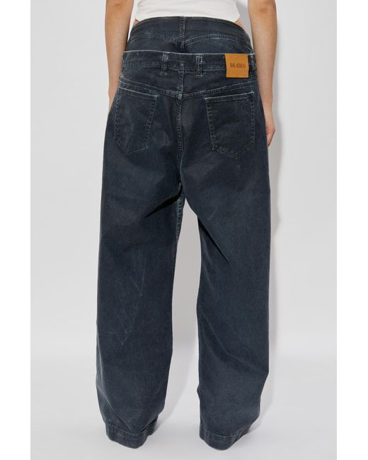 The Attico Blue Waxed Wide-Leg Jeans