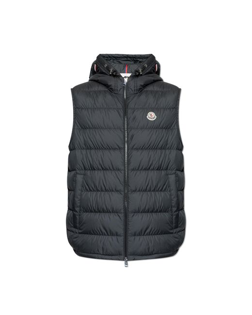 Moncler Black Quilted Vest With Hood 'Marseillan' for men