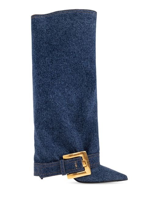 Balmain Blue Denim Heeled Boots
