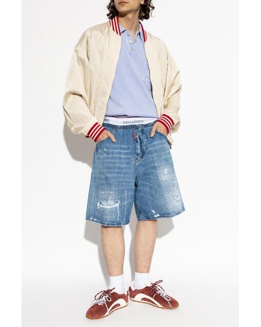DSquared² Blue Denim Shorts With 'Vintage' Effect for men